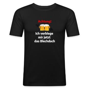 Alkohol Bier Lustiger Saufspruch - Männer Slim Fit T-Shirt - Schwarz - Vorne - Nik (191cm)