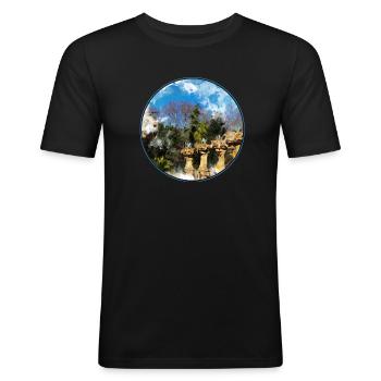Barcelona park Guel - Men's Slim Fit T-Shirt - black - Front - Nik (191cm)