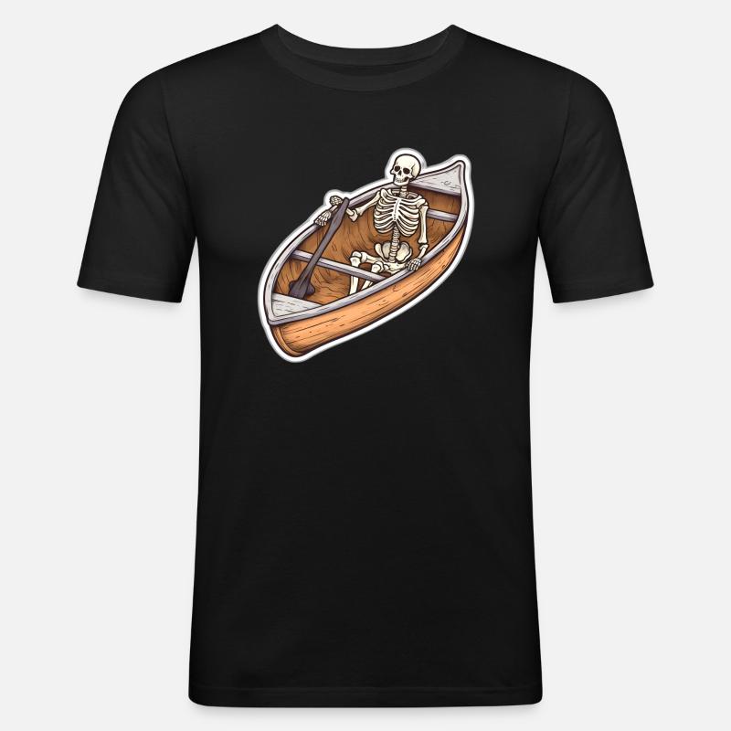 Skelett im Boot Abenteuer - Männer Slim Fit T-Shirt - Schwarz