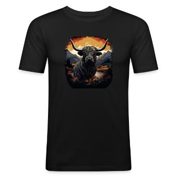 Ouest sanglant - T-shirt près du corps Homme - noir - Devant - Nik (191cm)