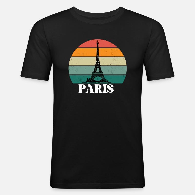 Paris - Männer Slim Fit T-Shirt - Schwarz