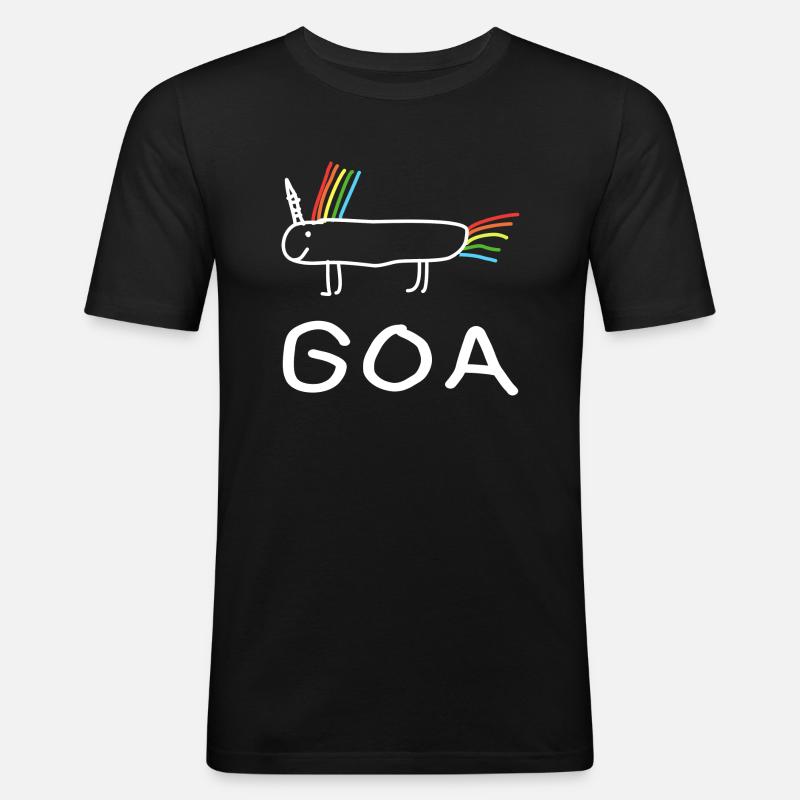 Goa Einhorn Techno - Männer Slim Fit T-Shirt - Schwarz