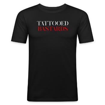 Équipage de bâtards tatoués - T-shirt près du corps Homme - noir - Devant - Nik (191cm)