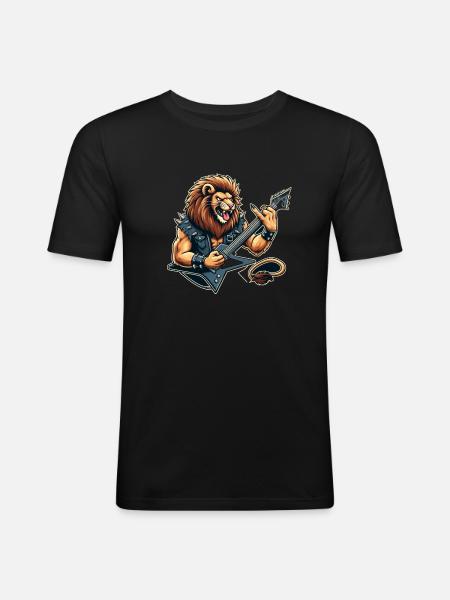Rocking Lion - Men's Slim Fit T-Shirt - black