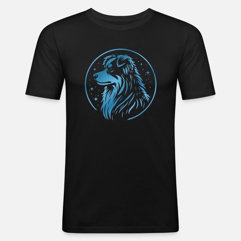 Traumhund Aussie blau - Männer Slim Fit T-Shirt - Schwarz