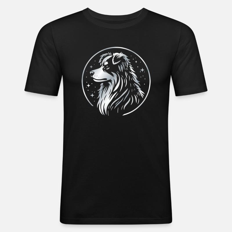 Dream dog Aussie silver - Men's Slim Fit T-Shirt - black