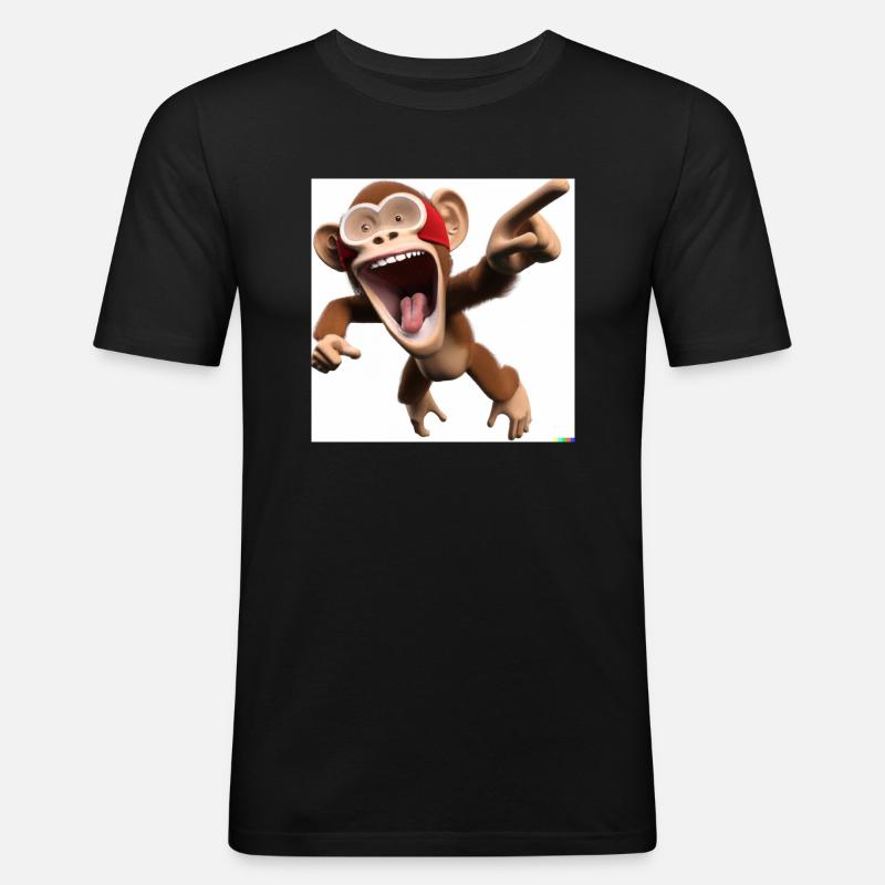 Crazy Monkey - Männer Slim Fit T-Shirt - Schwarz