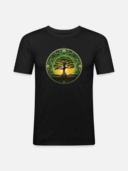 Albero della Vita Albero della Vita Spirituale, Yggdrasil - Maglietta aderente da uomo - nero