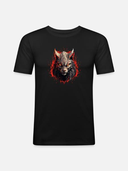 Wolfsblick der Durchdringung - Männer Slim Fit T-Shirt - Schwarz