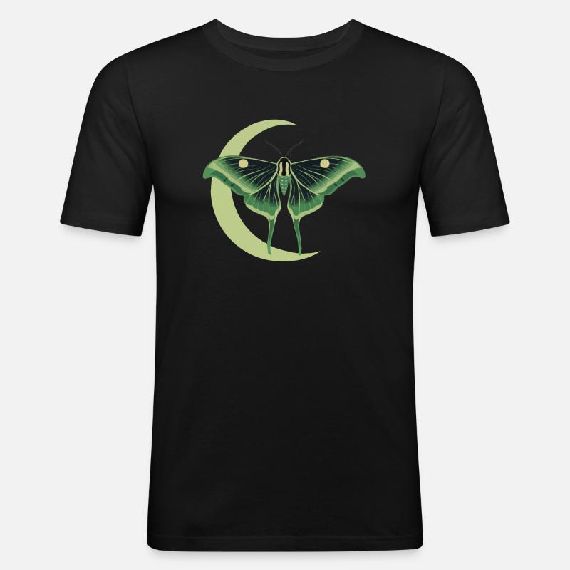 Lunar Moth Actias Luna - Männer Slim Fit T-Shirt - Schwarz