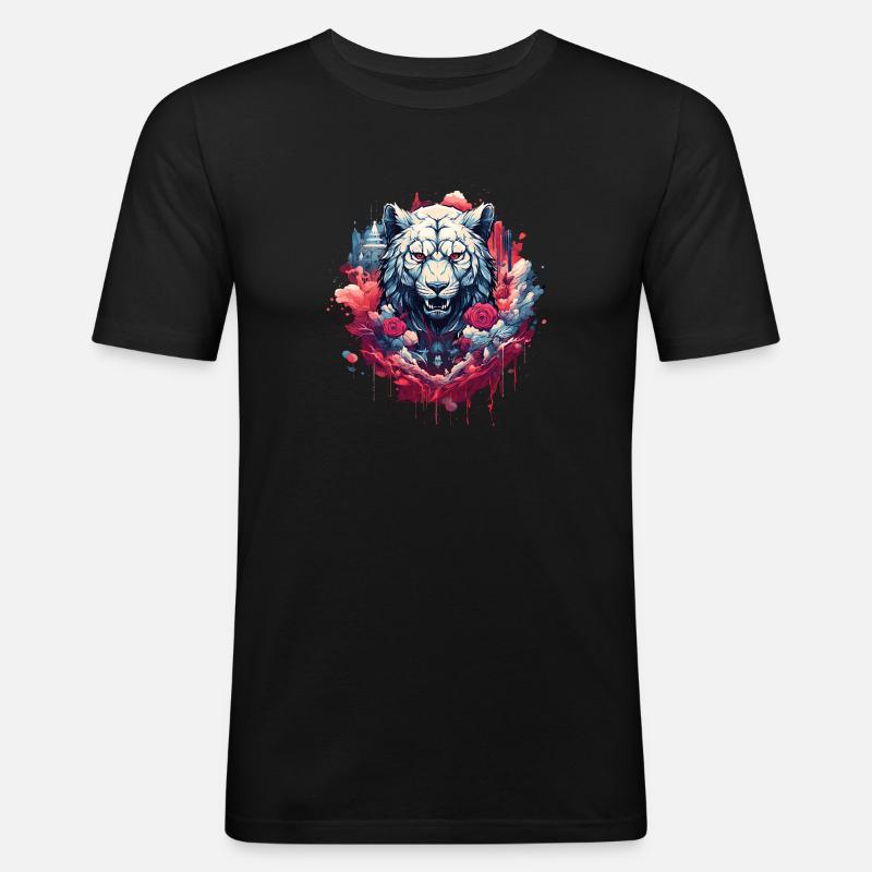 Rosentiger im Himmel - Männer Slim Fit T-Shirt - Schwarz