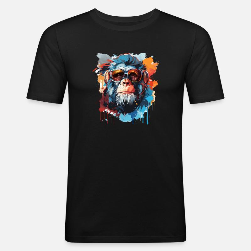 Affenkopf in Cool - Männer Slim Fit T-Shirt - Schwarz