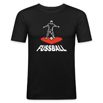 Motiv Ich liebe Fußball Geschenk Fußballer - Männer Slim Fit T-Shirt - Schwarz - Vorne - Nik (191cm)