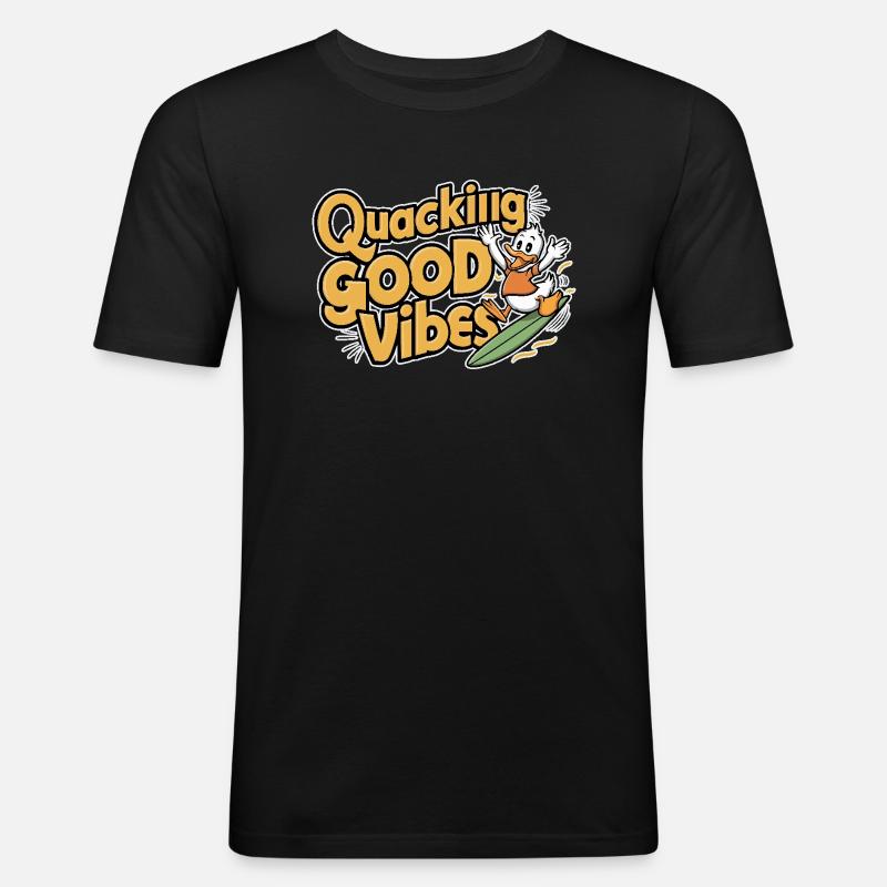 Quacking Good Vbes - Männer Slim Fit T-Shirt - Schwarz