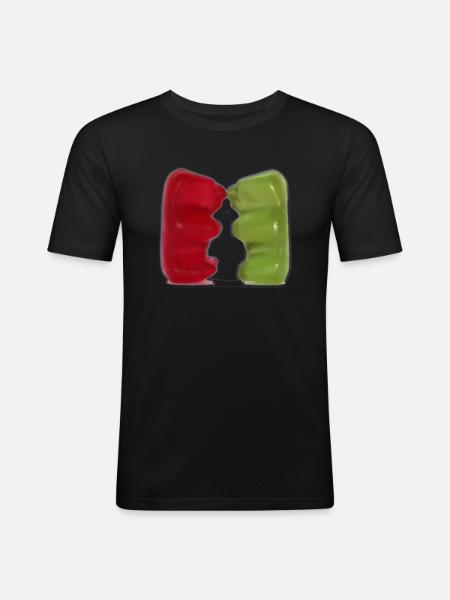 Gummibärchen Kuss - Männer Slim Fit T-Shirt - Schwarz