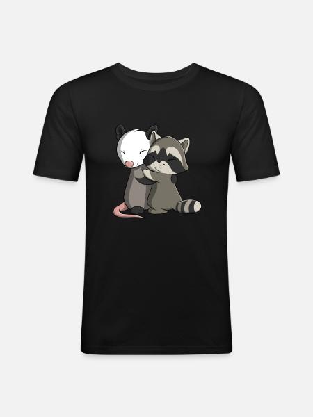 Opossum und Waschbär - Männer Slim Fit T-Shirt - Schwarz
