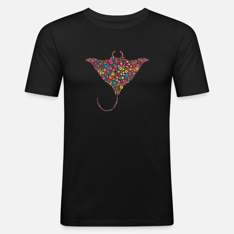Blumen Manta Rochen Stachelrochen - Männer Slim Fit T-Shirt - Schwarz