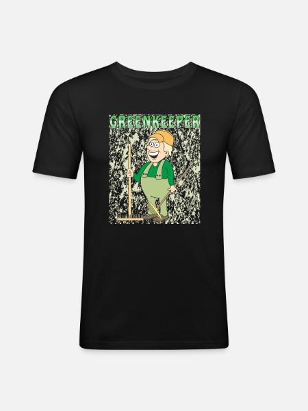 MENSCH COMIC GREENKEEPER - Männer Slim Fit T-Shirt - Schwarz
