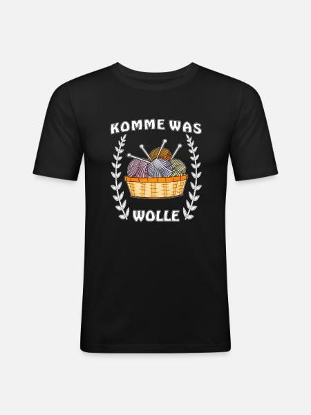 KOMME WAS WOLLE - Männer Slim Fit T-Shirt - Schwarz