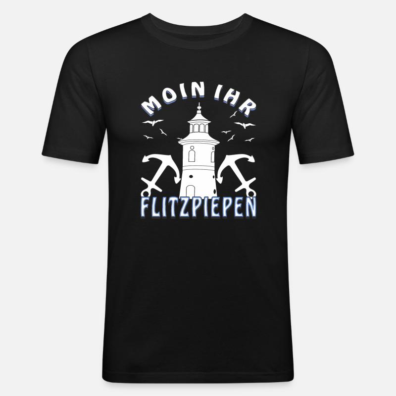 MOIN IHR FLITZPIEPEN - Männer Slim Fit T-Shirt - Schwarz
