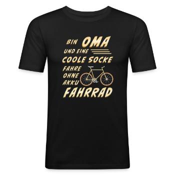 OMA UND EINE COOLE SOCKE FAHRE OHNE AKKU FAHRRAD - Männer Slim Fit T-Shirt - Schwarz - Vorne - Nik (191cm)