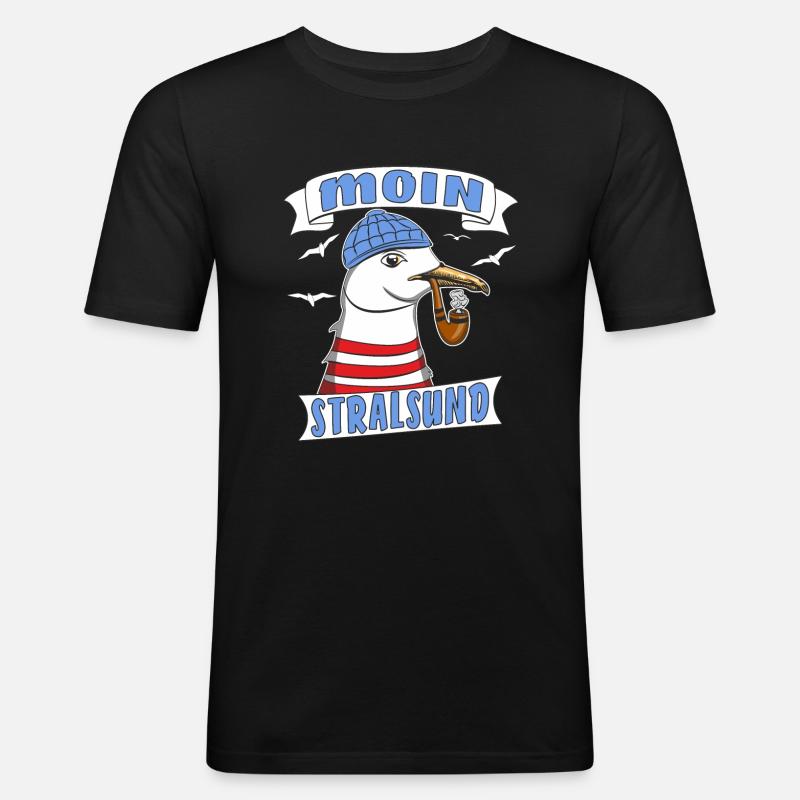 MÖWE MOIN STRALSUND - Männer Slim Fit T-Shirt - Schwarz