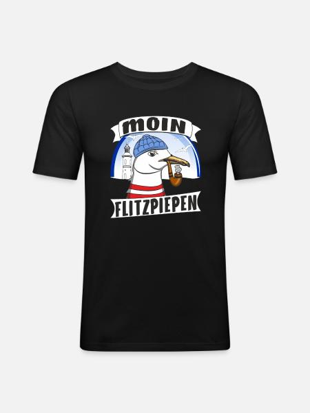 MÖWE MOIN FLITZPIEPEN - Männer Slim Fit T-Shirt - Schwarz