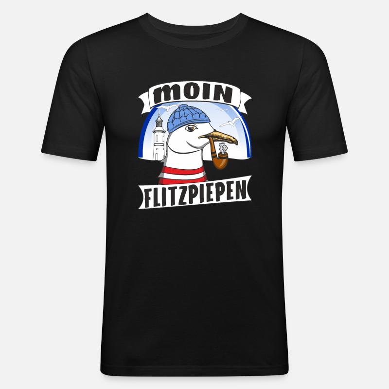 MÖWE MOIN FLITZPIEPEN - Männer Slim Fit T-Shirt - Schwarz