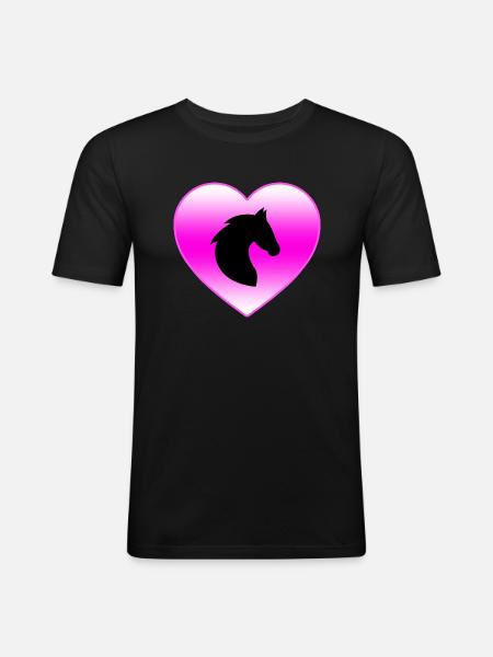 Cheval - T-shirt près du corps Homme - noir
