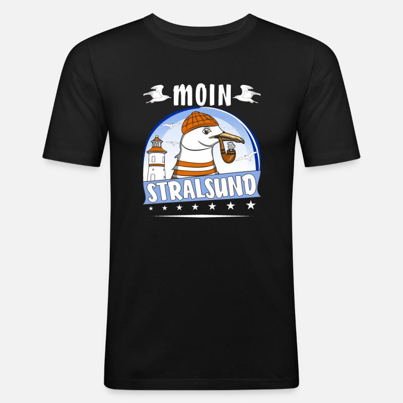 MÖWE MOIN STRALSUND - Männer Slim Fit T-Shirt - Schwarz