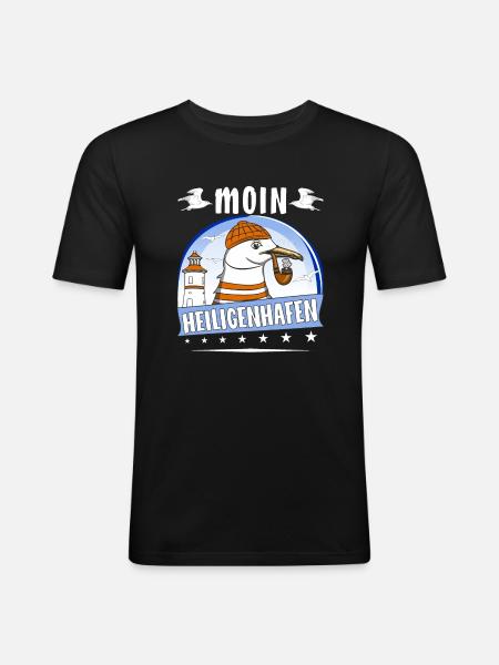 MÖWE MOIN HEILIGENHAFEN - Männer Slim Fit T-Shirt - Schwarz