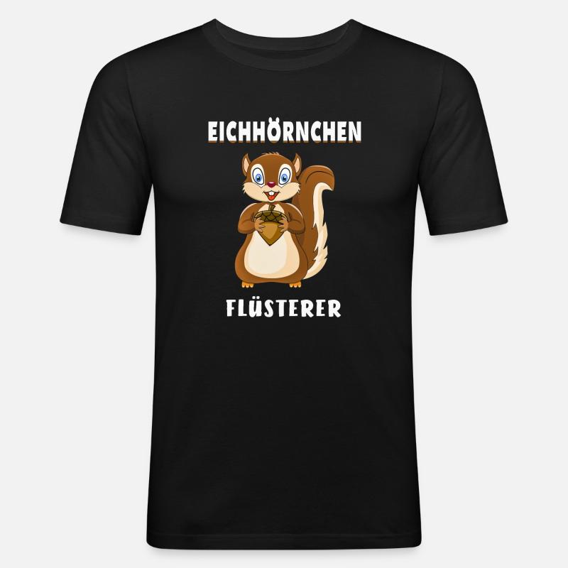 EICHHÖRNCHEN FLÜSTERER - Männer Slim Fit T-Shirt - Schwarz