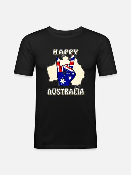 HAPPY AUSTRALIA - Men's Slim Fit T-Shirt - black