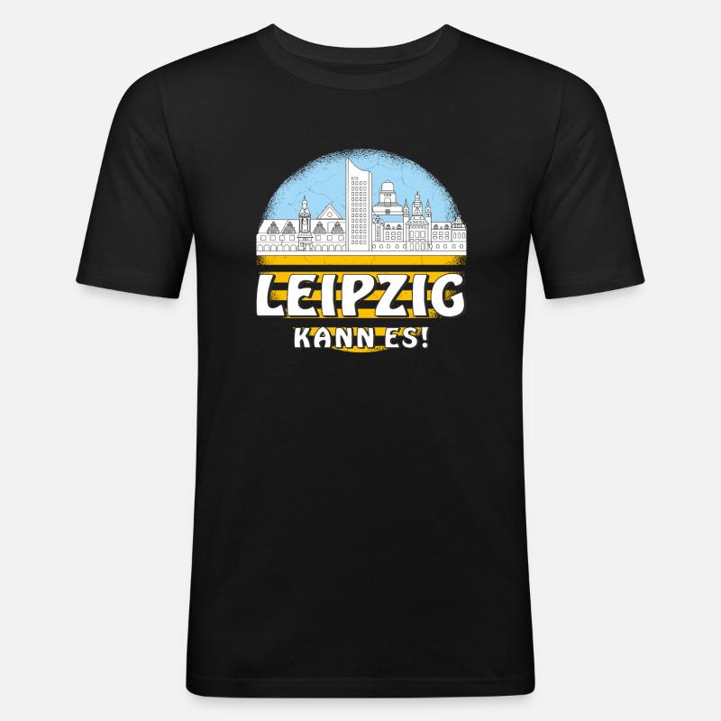 LEIPZIG KANN ES - Männer Slim Fit T-Shirt - Schwarz