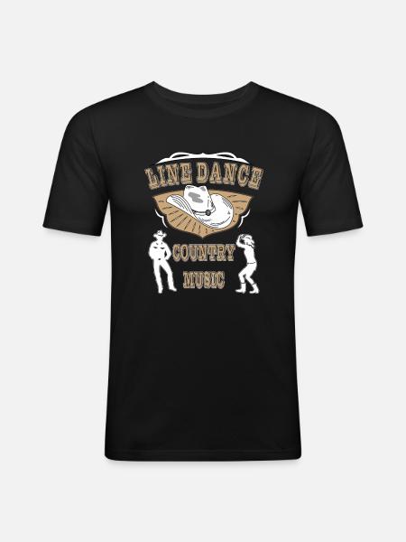 LINE DANCE COUNTRY MUSIC - Men's Slim Fit T-Shirt - black