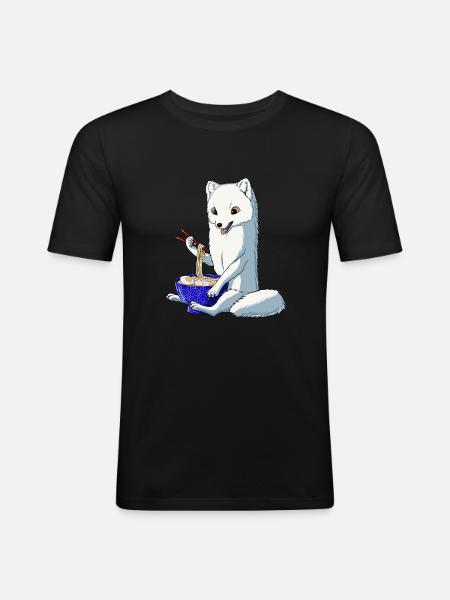 Japansk sne ræv Ramen nudler arktisk ræv - Herre Slim Fit T-Shirt - sort