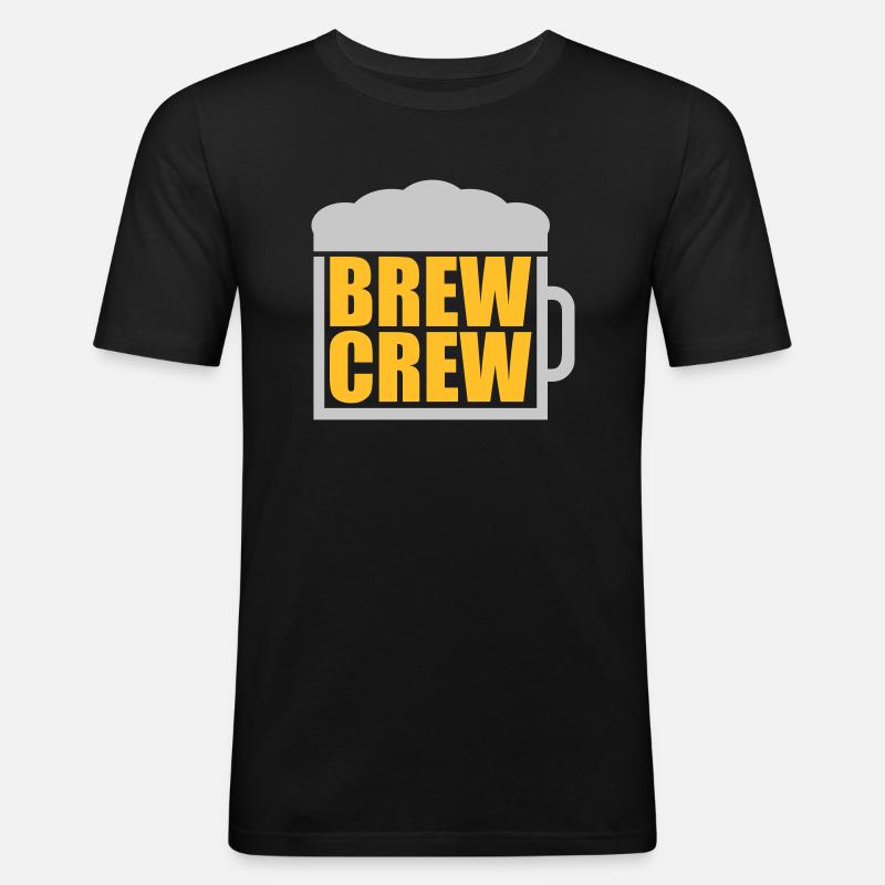 Bierglas Spruch Brew Crew - Männer Slim Fit T-Shirt - Schwarz