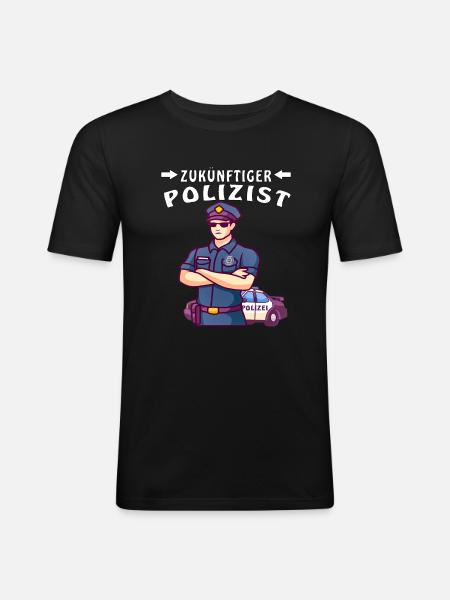 ZUKÜNFTIGER POLIZIST - Männer Slim Fit T-Shirt - Schwarz