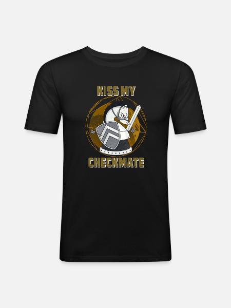 KISS MY CHECKMATE - Men's Slim Fit T-Shirt - black