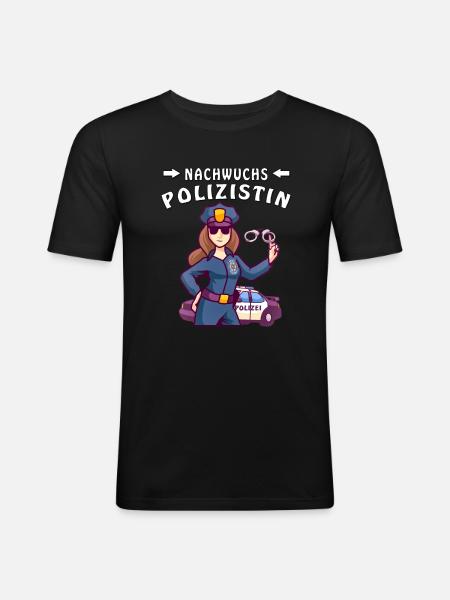 NACHWUCHS POLIZISTIN - Männer Slim Fit T-Shirt - Schwarz