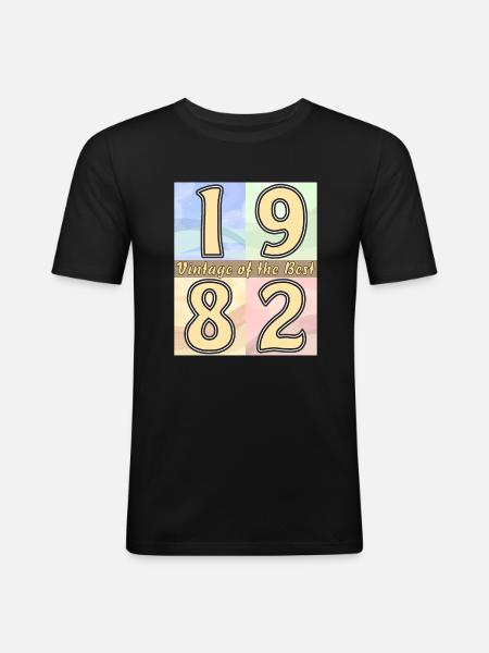BIRTHDAY YEAR 1982 - Men's Slim Fit T-Shirt - black