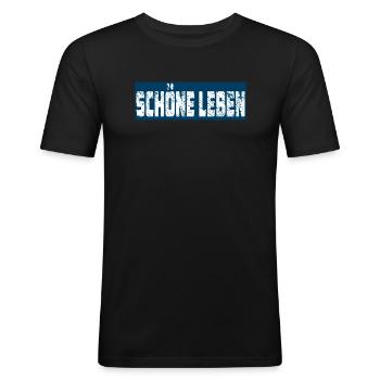 SCHÖNE LEBEN - Männer Slim Fit T-Shirt - Schwarz - Vorne - Nik (191cm)