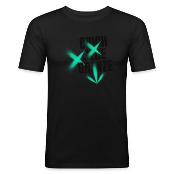 Brich jede Grenze - Männer Slim Fit T-Shirt - Schwarz - Vorne - Nik (191cm)