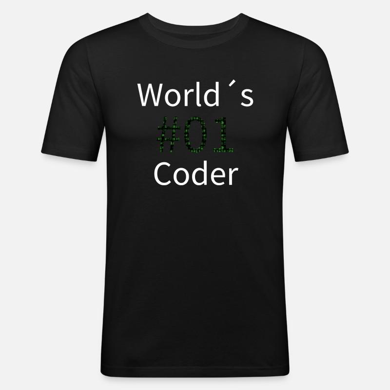 Worlds 01 Coder - Men's Slim Fit T-Shirt - black