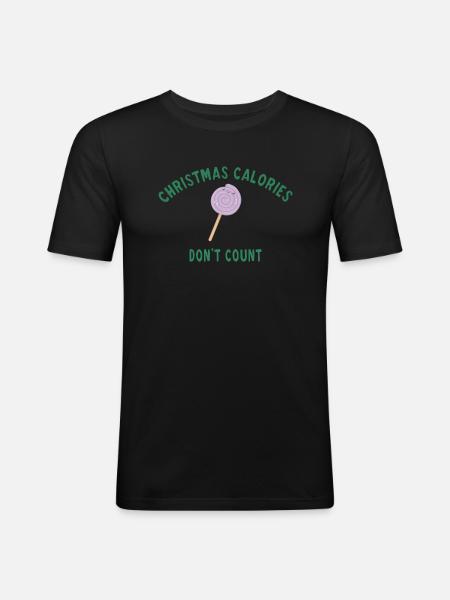 Christmas calories don't count - T-shirt près du corps Homme - noir