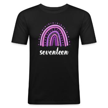 Purple Rainbow Seventeen Years 17th Birthday - Men's Slim Fit T-Shirt - black - Front - Nik (191cm)