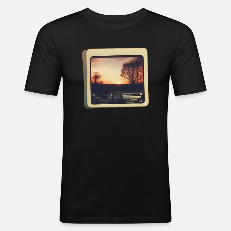 Nostalgischer Horizont - Männer Slim Fit T-Shirt - Schwarz