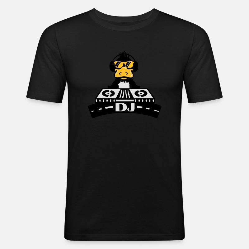 duck dj - Männer Slim Fit T-Shirt - Schwarz