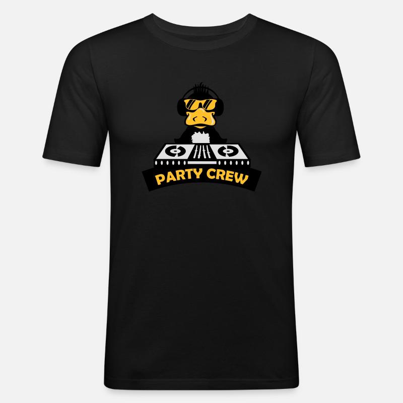 duck party crew - Männer Slim Fit T-Shirt - Schwarz