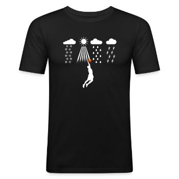 Basketball Saison Basketball Geschenk - Männer Slim Fit T-Shirt - Schwarz - Vorne - Nik (191cm)